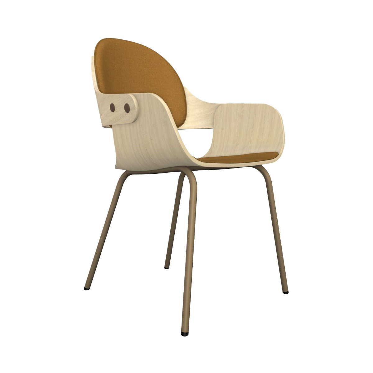 Showtime Nude Chair with Metal Base: Seat + Backrest Cushion + Natural Ash + Beige