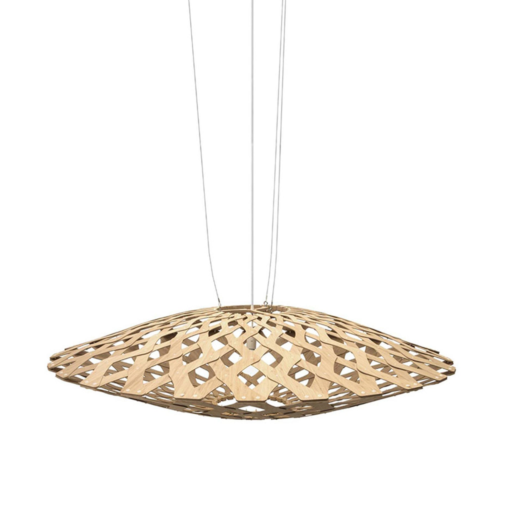 Flax Pendant Light: Large + Bamboo + White