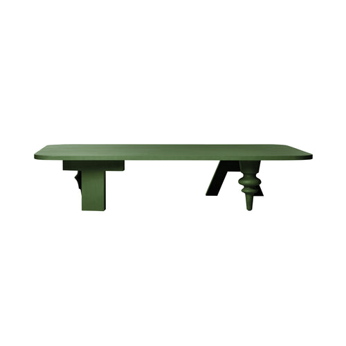 Multileg Low Table: Rectangular + Olive Green Stained Ash