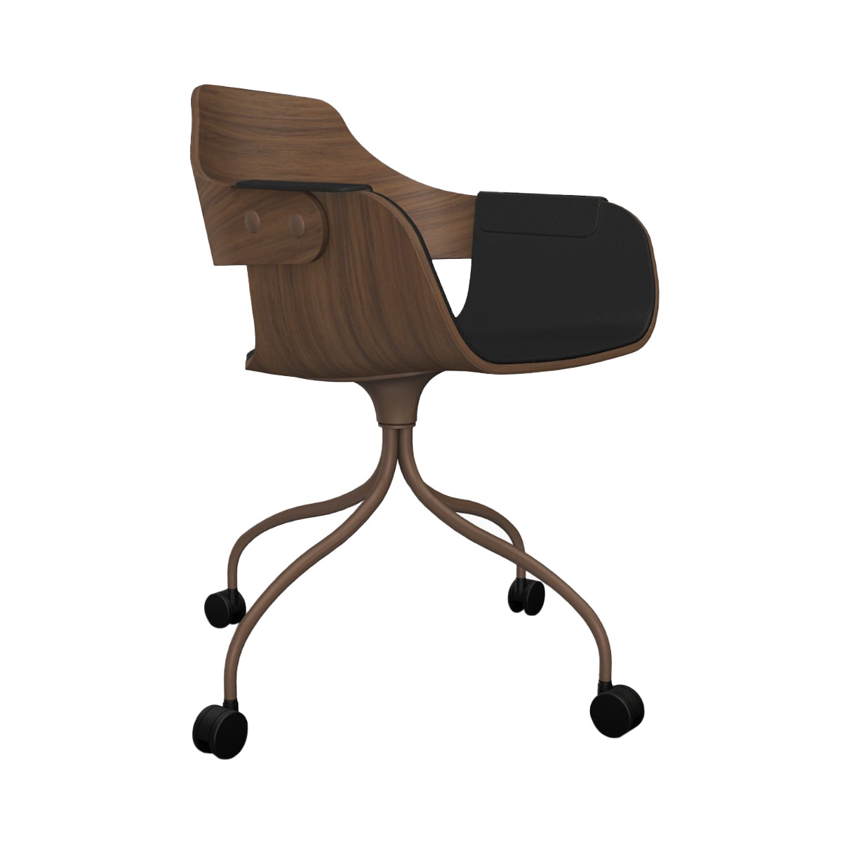 Showtime Chair with Wheel: Interior Seat + Armrest Upholstered + Pale Brown