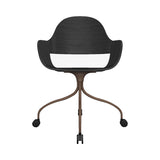 Showtime Nude Chair with Wheel: Seat Upholstered + Ash Stained Black + Pale Brown