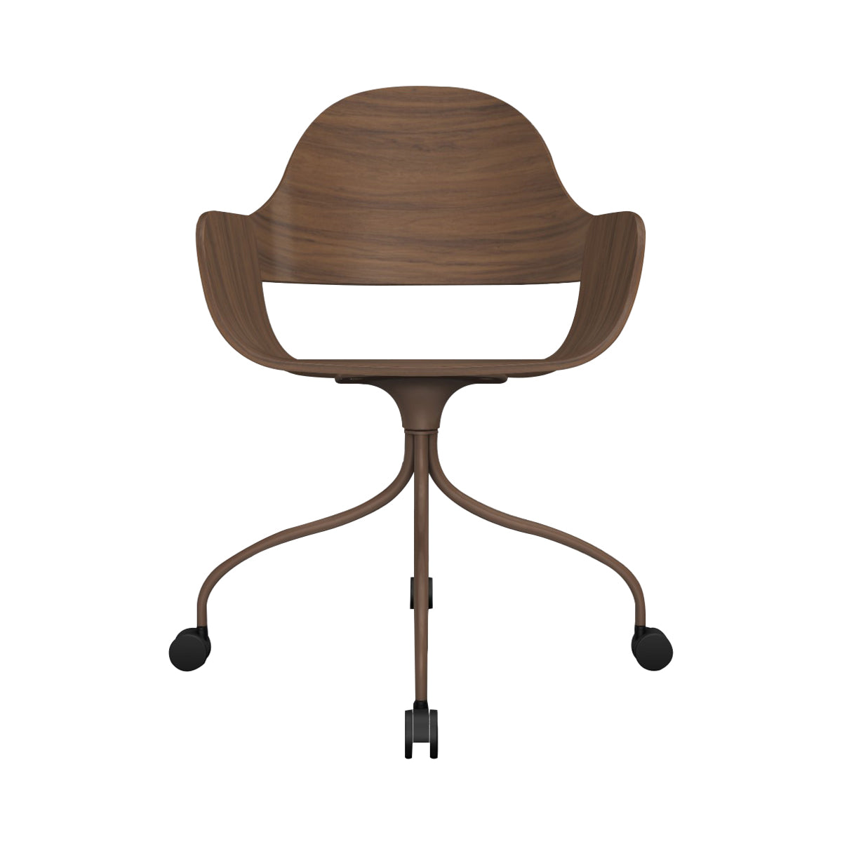 Showtime Nude Chair with Wheel: Walnut Nature Effect + Pale Brown