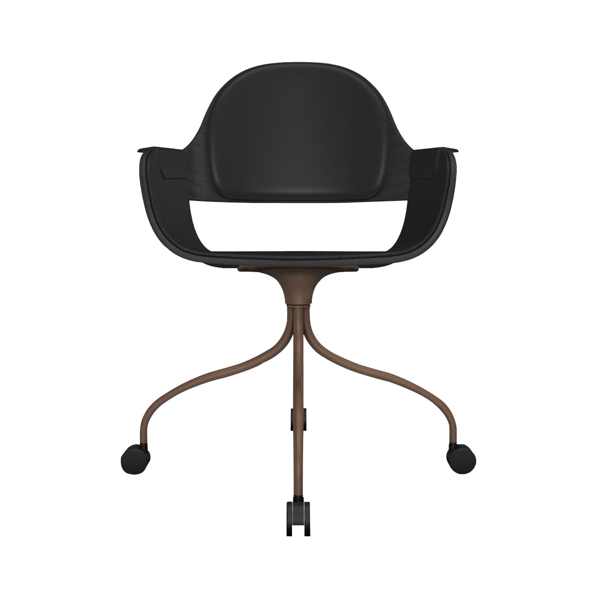 SShowtime Nude Chair with Wheel: Interior Seat + Armrest + Backrest Cushion + Ash Stained Black + Pale Brown