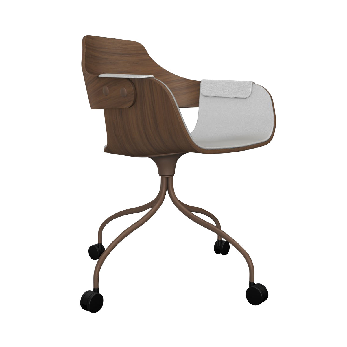 Showtime Chair with Wheel: Interior Seat + Armrest Upholstered + Pale Brown