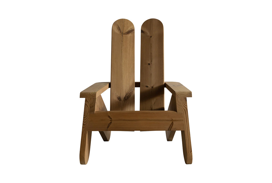Wooden patio chair against white background