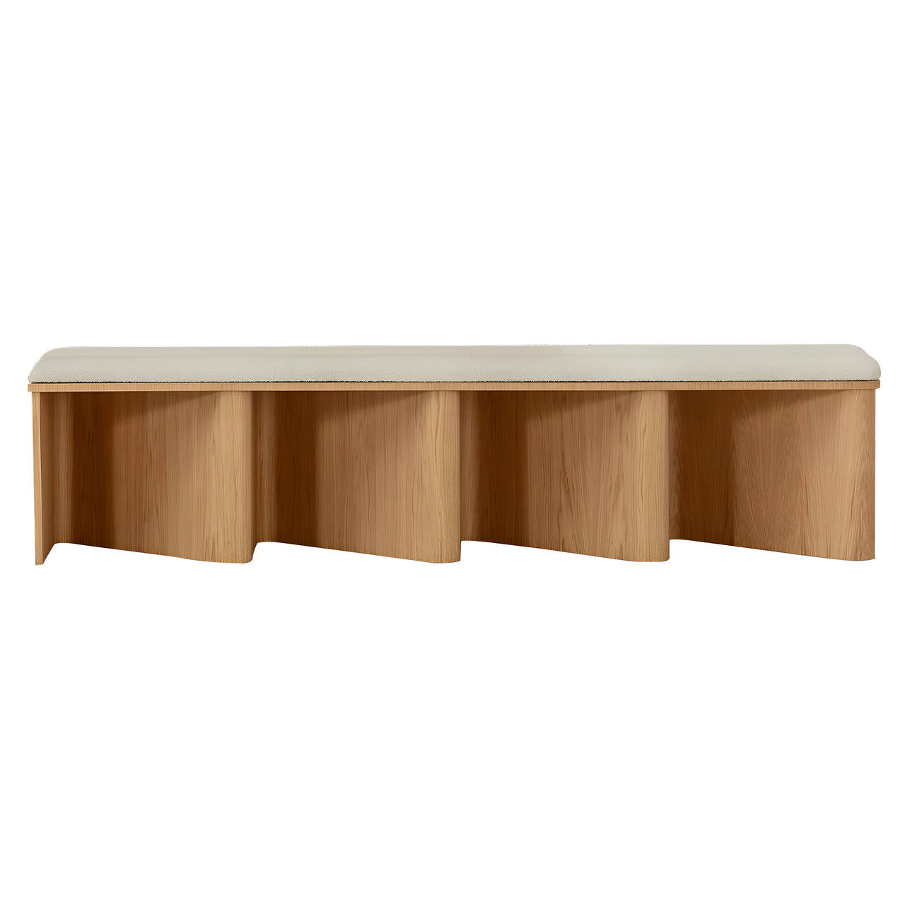 Nami Large Bench: Upholstered + Flamed Oak