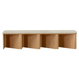 Nami Large Bench: Upholstered + Flamed Oak