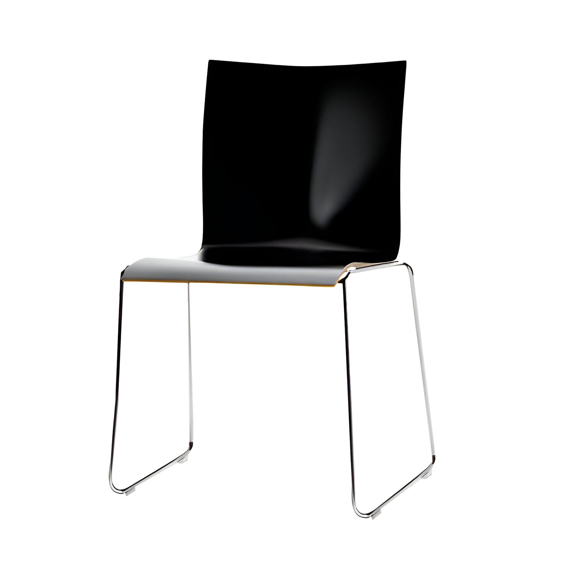 Chairik XL 127 Chair: Sled Base + Black Melamine + Polished Chrome