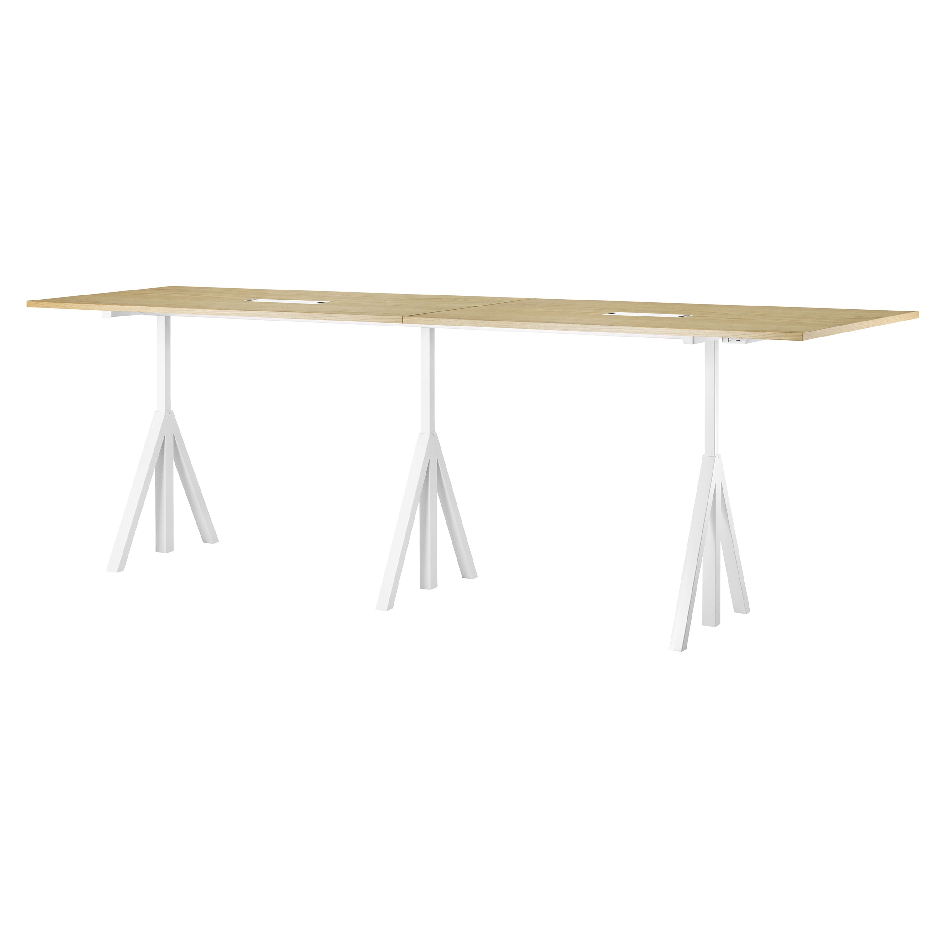 String Works: Height Adjustable Conference Table + Oak + White