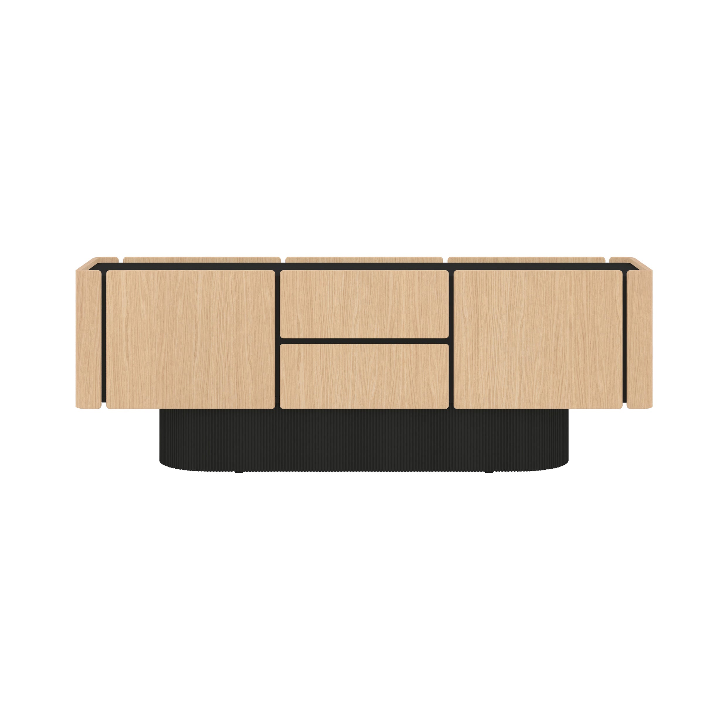 Dune Sideboard: 4 Doors + 2 Drawers + Whitened Oak + Black