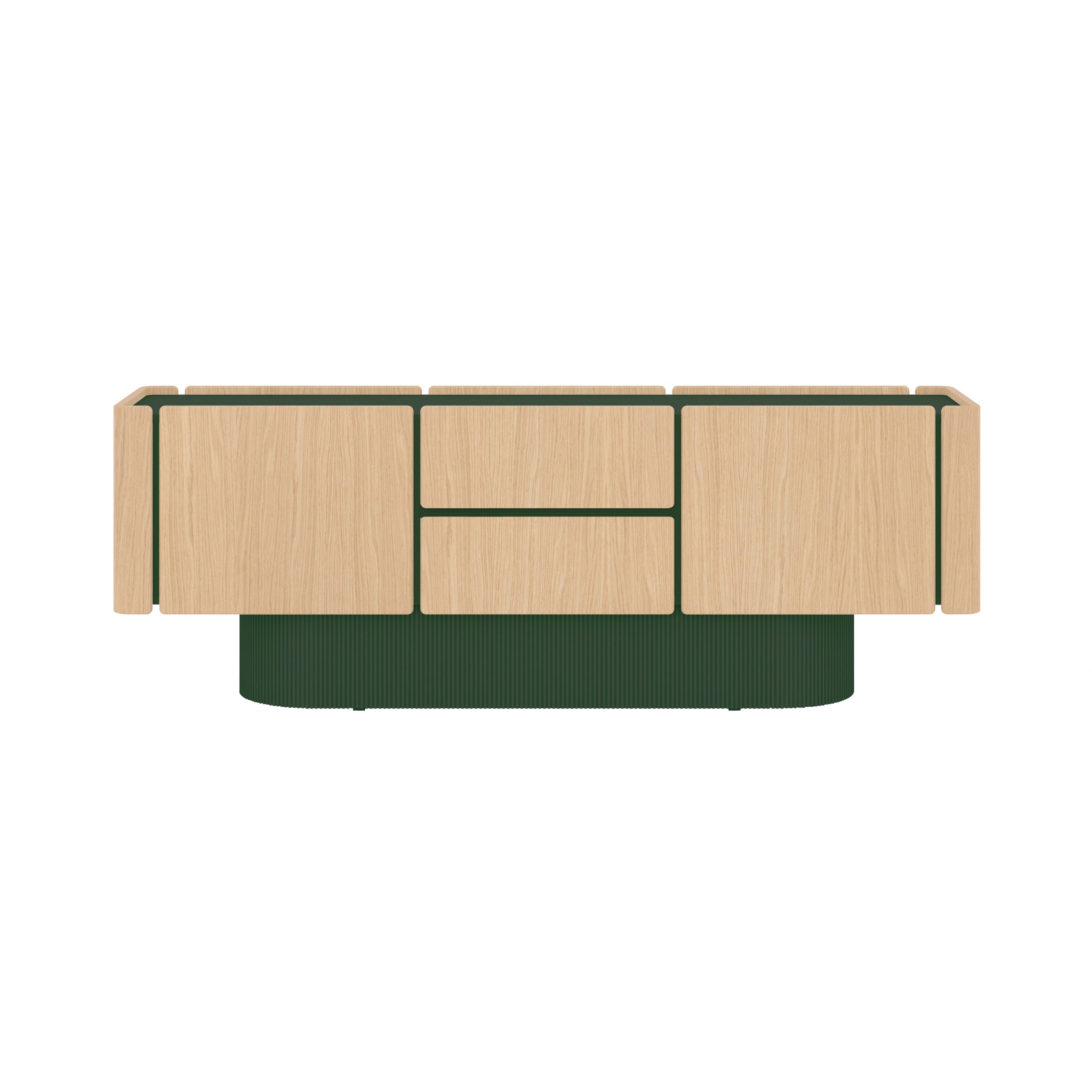 Dune Sideboard: 4 Doors + 2 Drawers + Whitened Oak + Forest Green