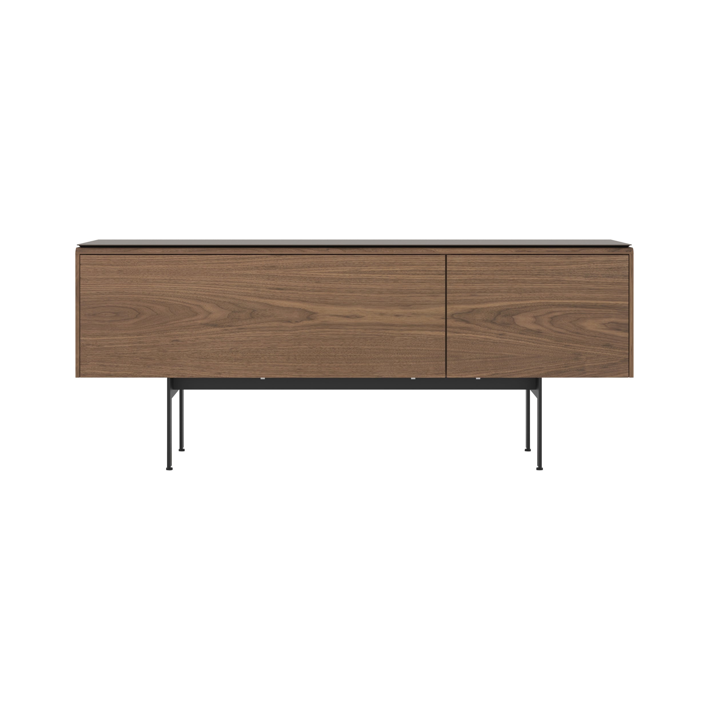 Malmo Small Sideboard with Top Panel: Composition 3 + Walnut Stained Walnut  + Dekton Kelya +  Black