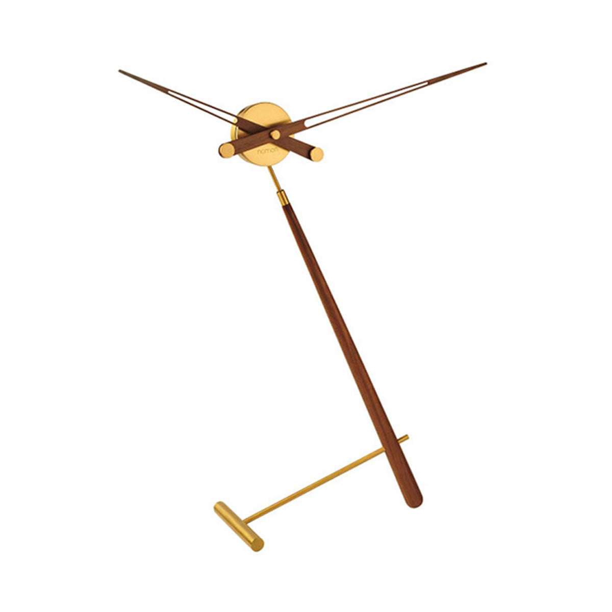 Puntero Table Clock: Polished Brass + Walnut