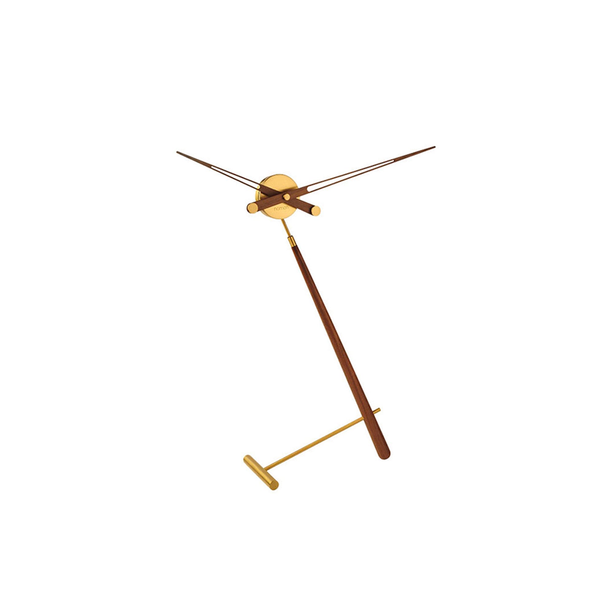 Puntero Table Clock: Polished Brass + Walnut