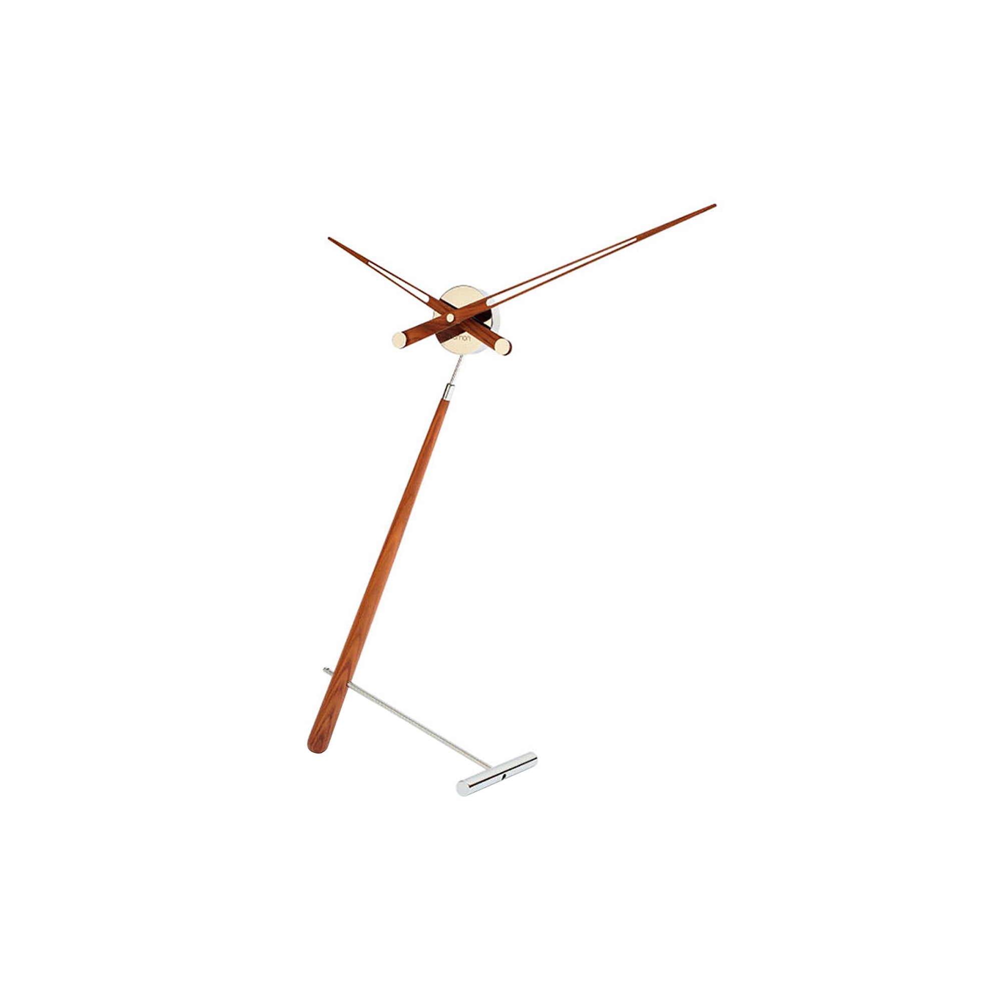 Puntero Table Clock: Chromed Brass + Walnut