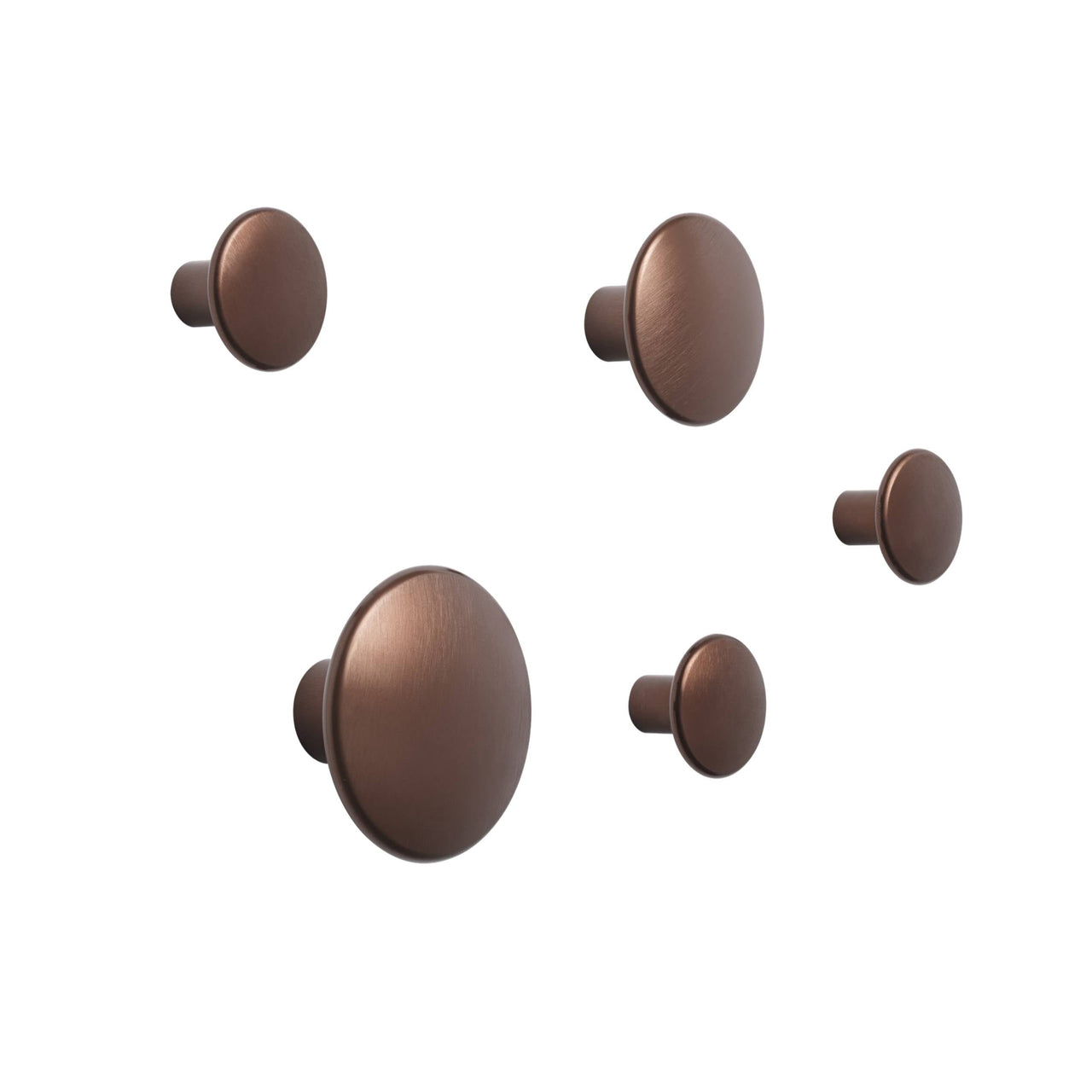 The Dots Metal Coat Hooks: Set of 5 + Umber