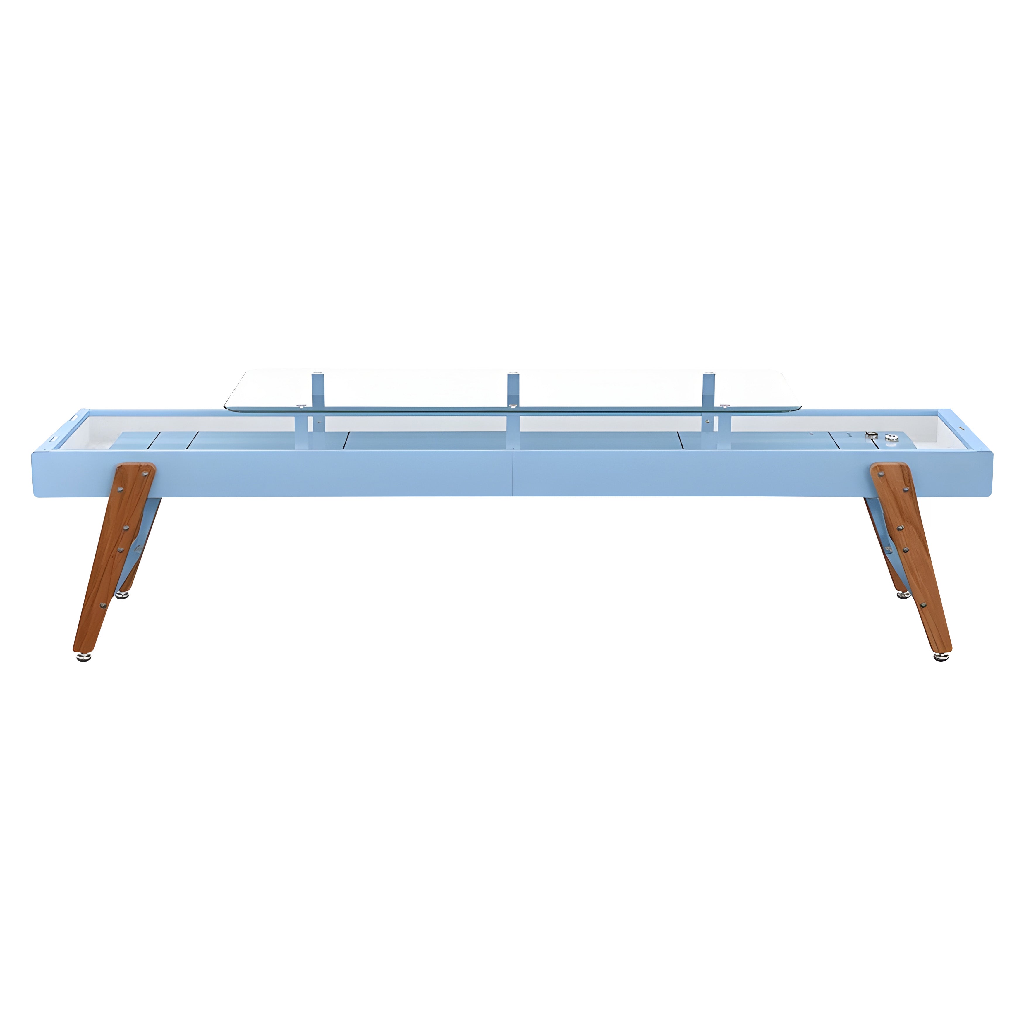 Track Dining Shuffleboard: 14 Feet + Cool Blue + Snow Lining