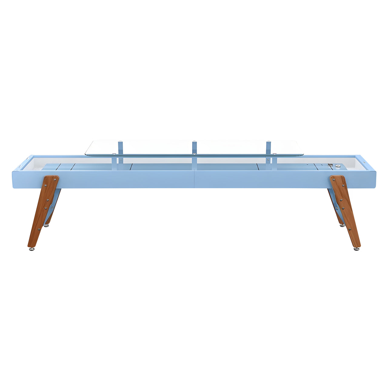 Track Dining Shuffleboard: 14 Feet + Cool Blue + Snow Lining