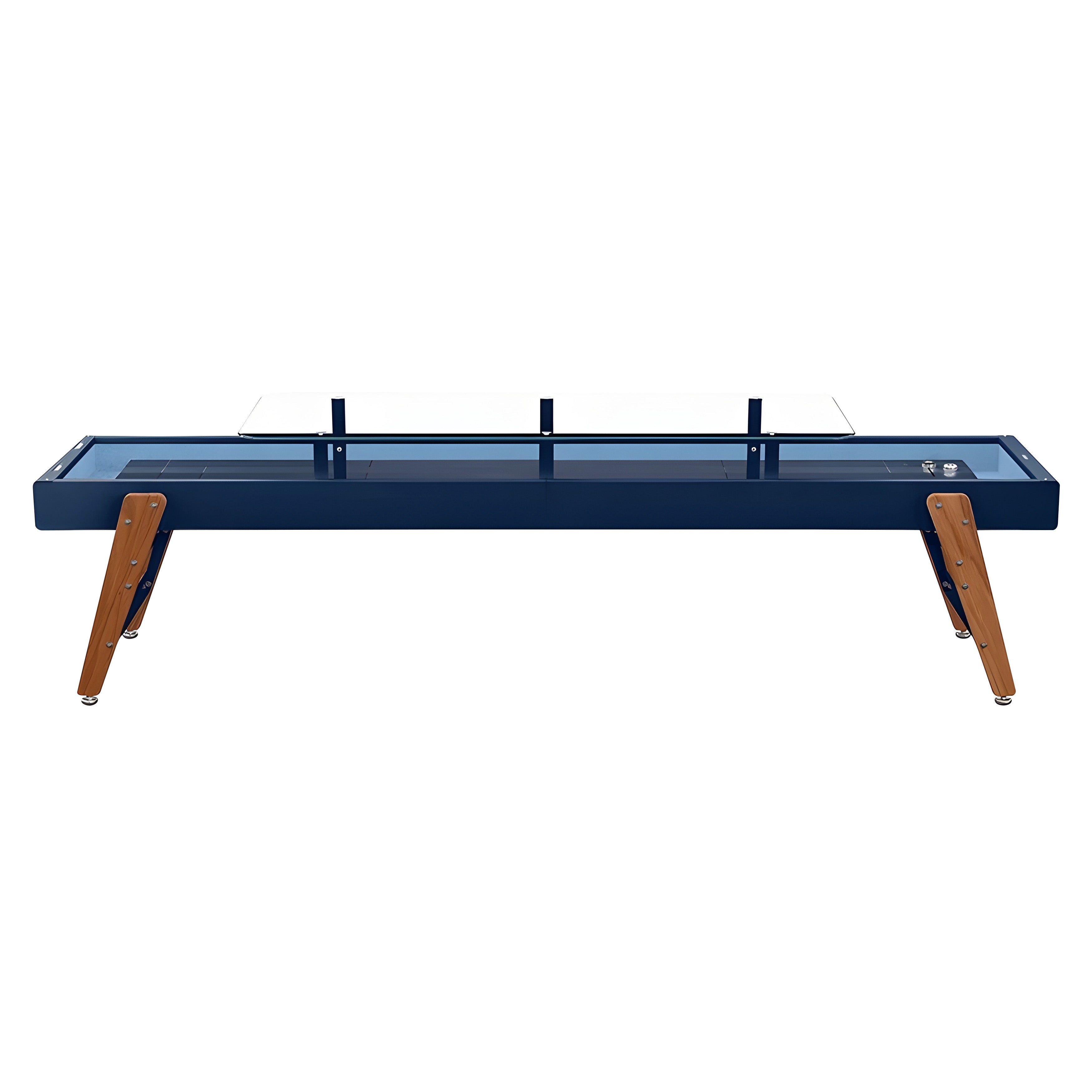 Track Dining Shuffleboard: 14 Feet + Steel Blue + Sky Lining