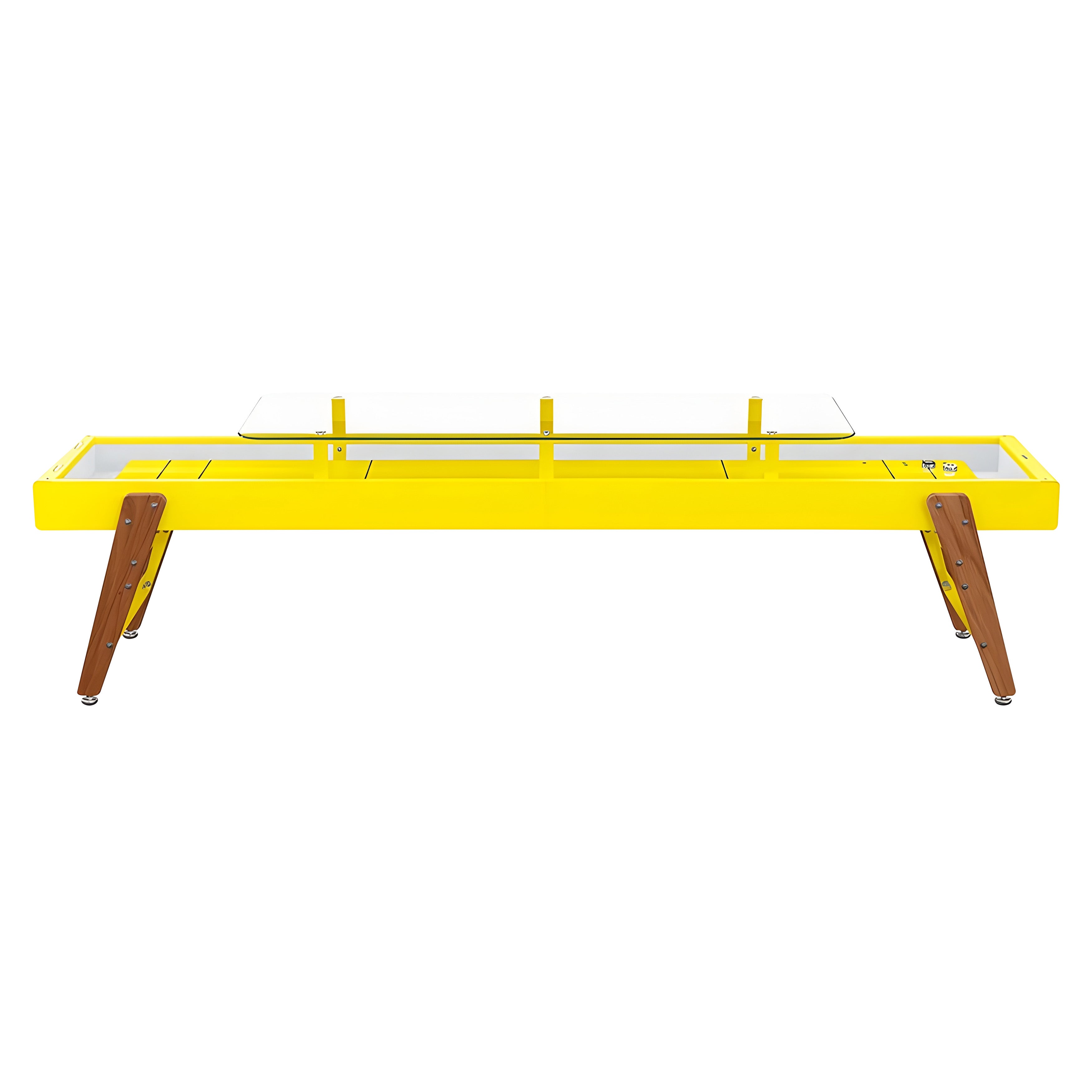 Track Dining Shuffleboard: 14 Feet + Sulfur Yellow + Snow Lining