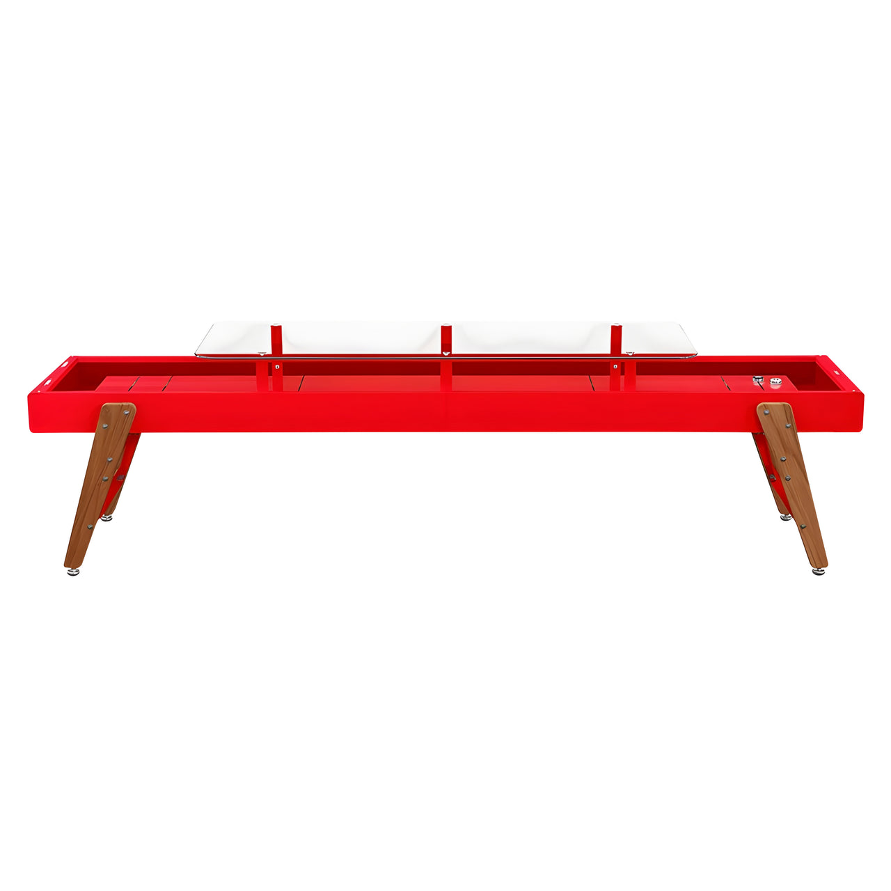 Track Dining Shuffleboard: 14 Feet + Traffic Red + Burgundy Lining