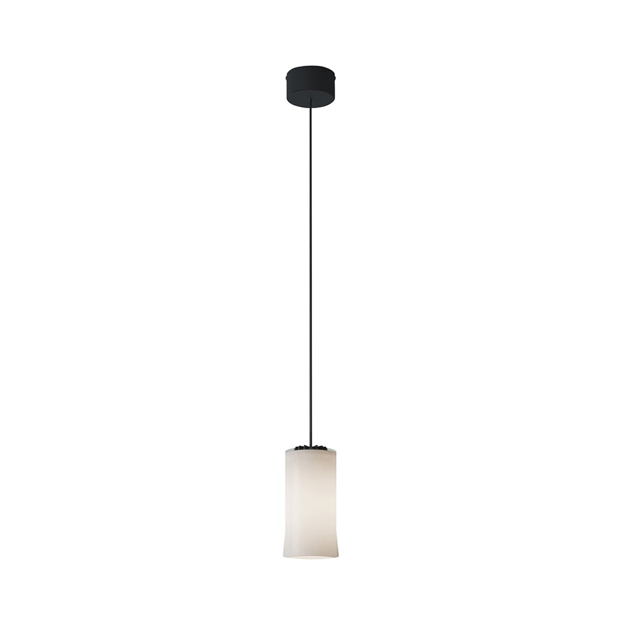 Cirio Simple Pendant Lamp: White Opal Glass + Black