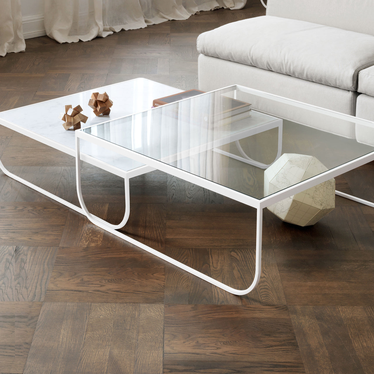 Tati Large Coffee Table: High + Glass Top