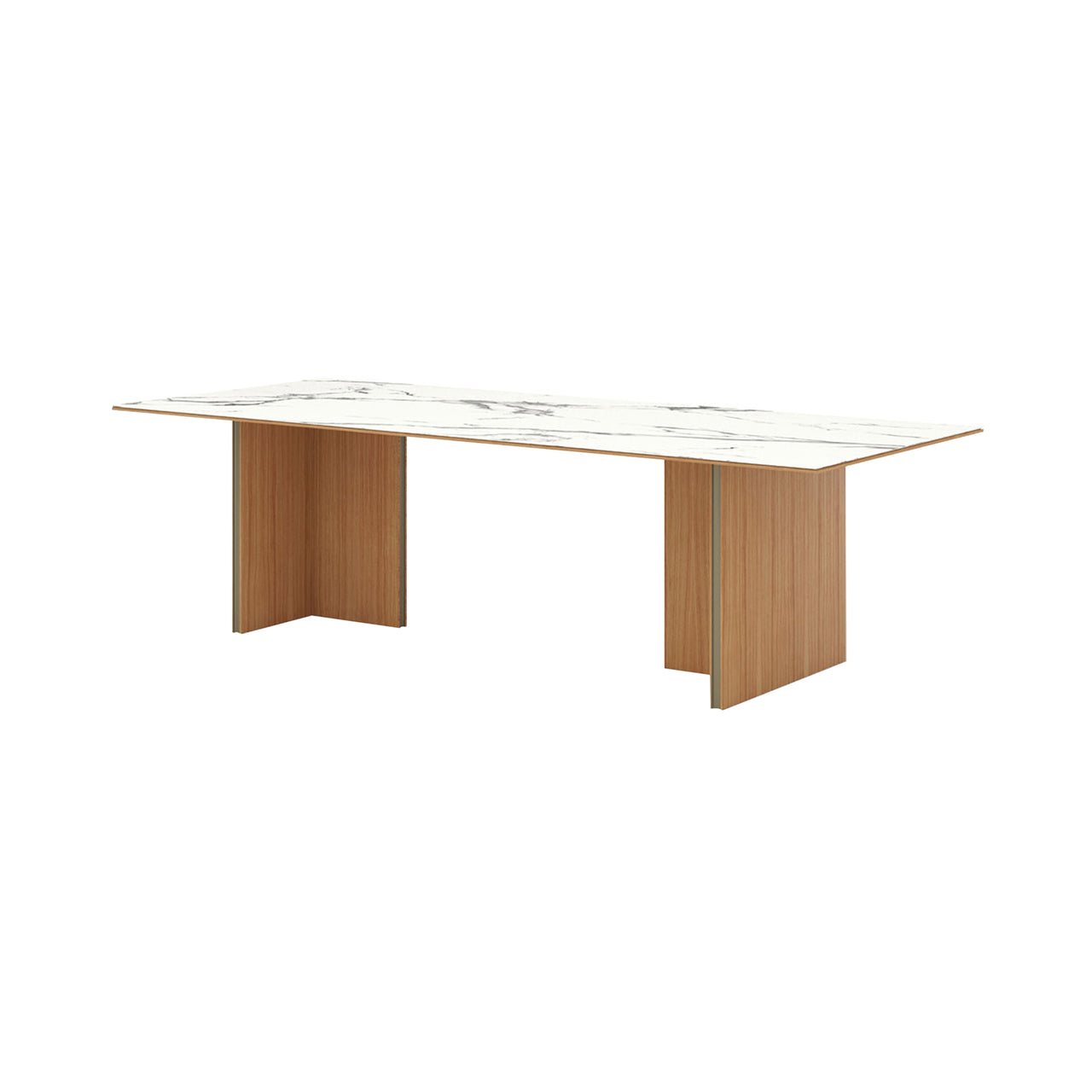 Stockholm Ceramic Table: Medium + Dekton Natura + Super-Matt Oak + Anodized Aluminum Bronze