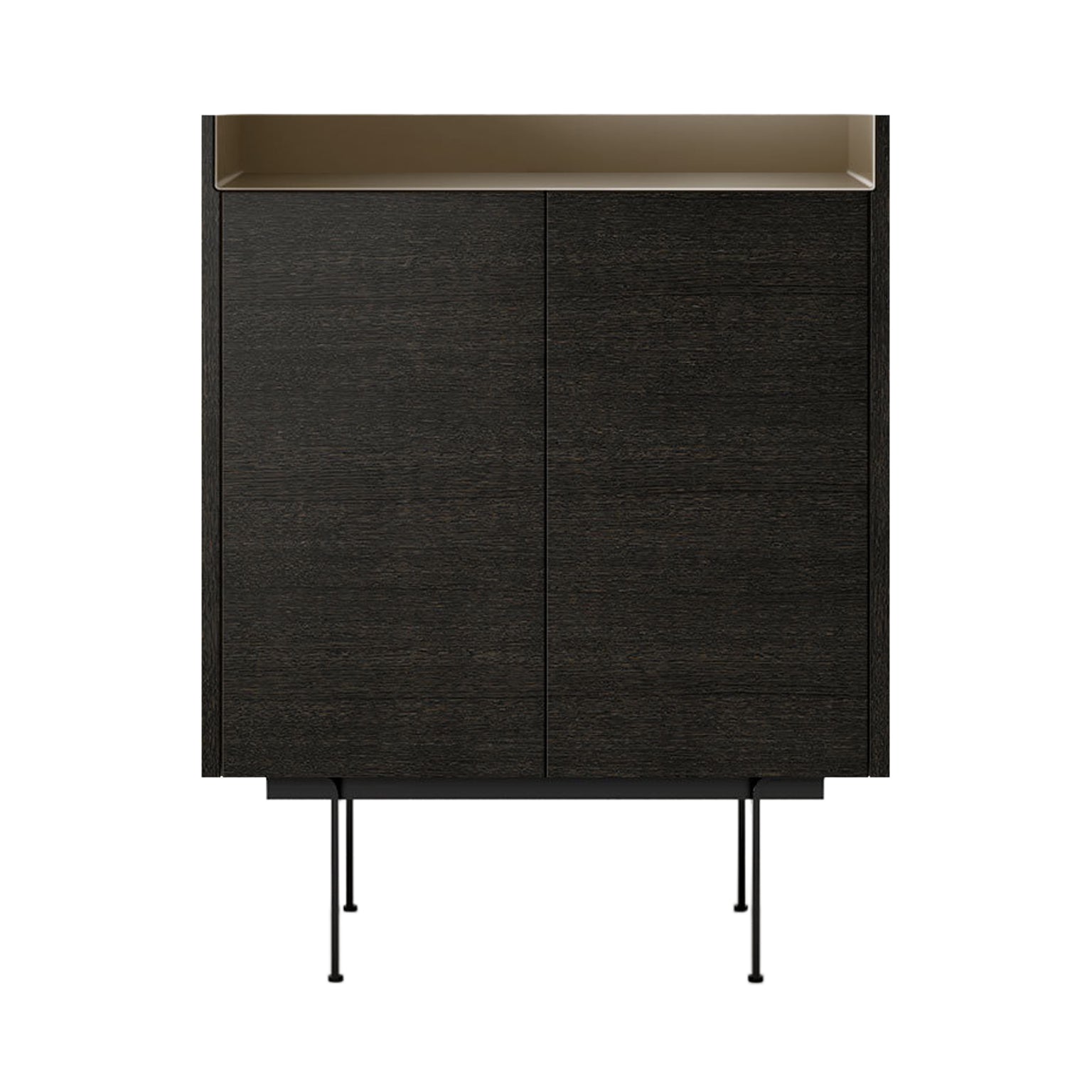 Stockholm STH011 Cupboard: Composition 3 + Dark Grey Stained Oak + Anodized Aluminum Bronze + Black