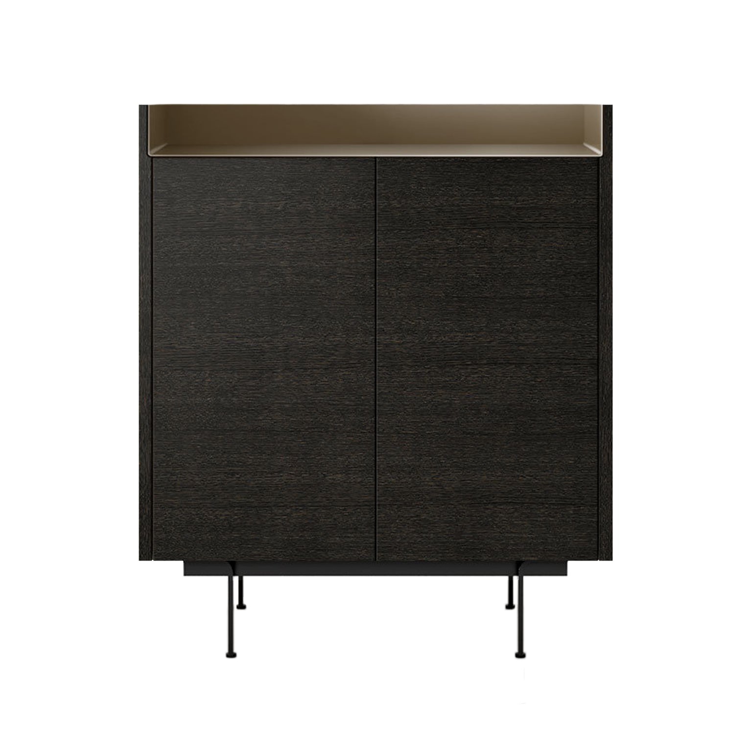 Stockholm STH011 Cupboard: Composition 3 + Dark Grey Stained Oak + Anodized Aluminum Bronze + Black