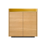 Stockholm STH011 Cupboard: Composition 1 + Super-Matt Oak + Anodized Aluminum Gold + Black
