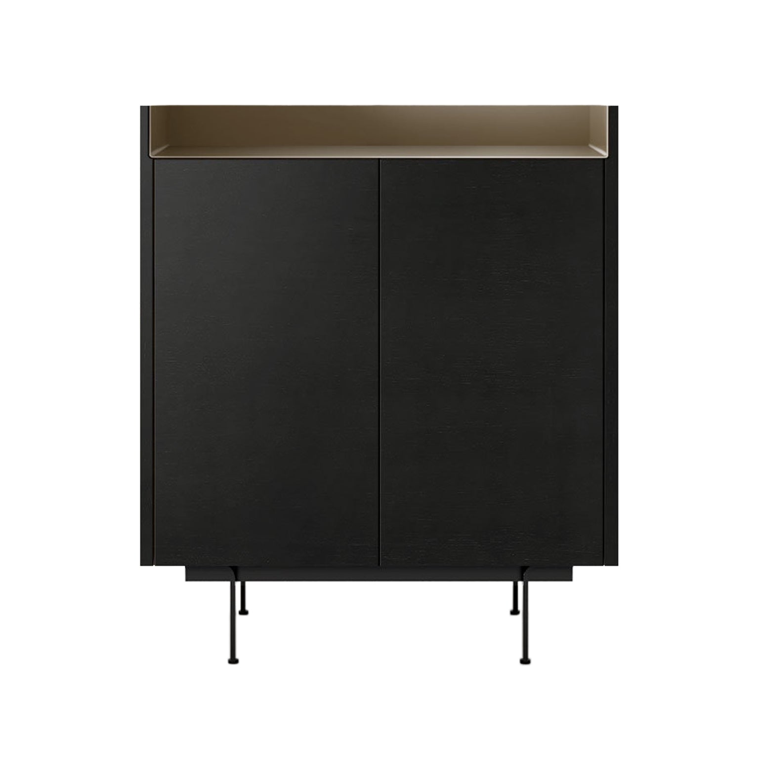 Stockholm STH011 Cupboard: Composition 2 + Ebony Stained Oak + Anodised Aluminum Bronze + Black