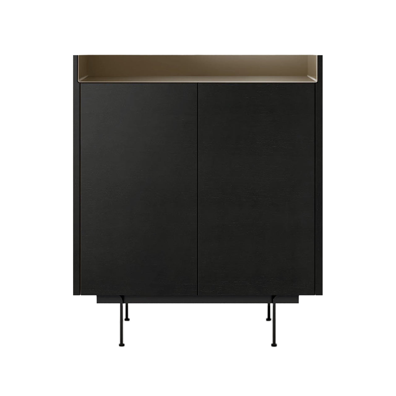 Stockholm STH011 Cupboard: Composition 2 + Ebony Stained Oak + Anodised Aluminum Bronze + Black