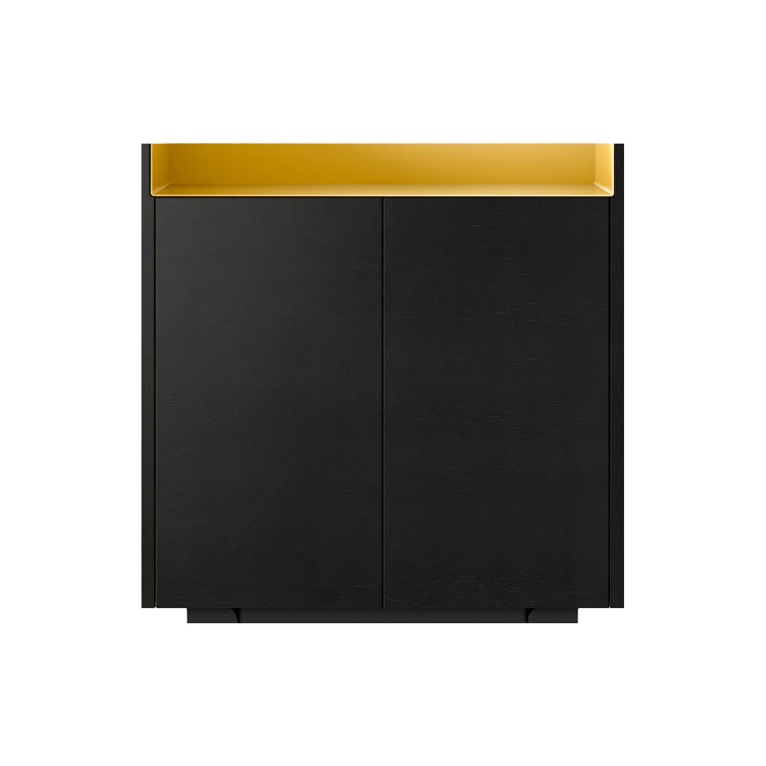 Stockholm STH011 Cupboard: Composition 1 + Ebony Stained Oak + Anodized Aluminum Gold + Black