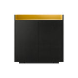 Stockholm STH011 Cupboard: Composition 1 + Ebony Stained Oak + Anodized Aluminum Gold + Black