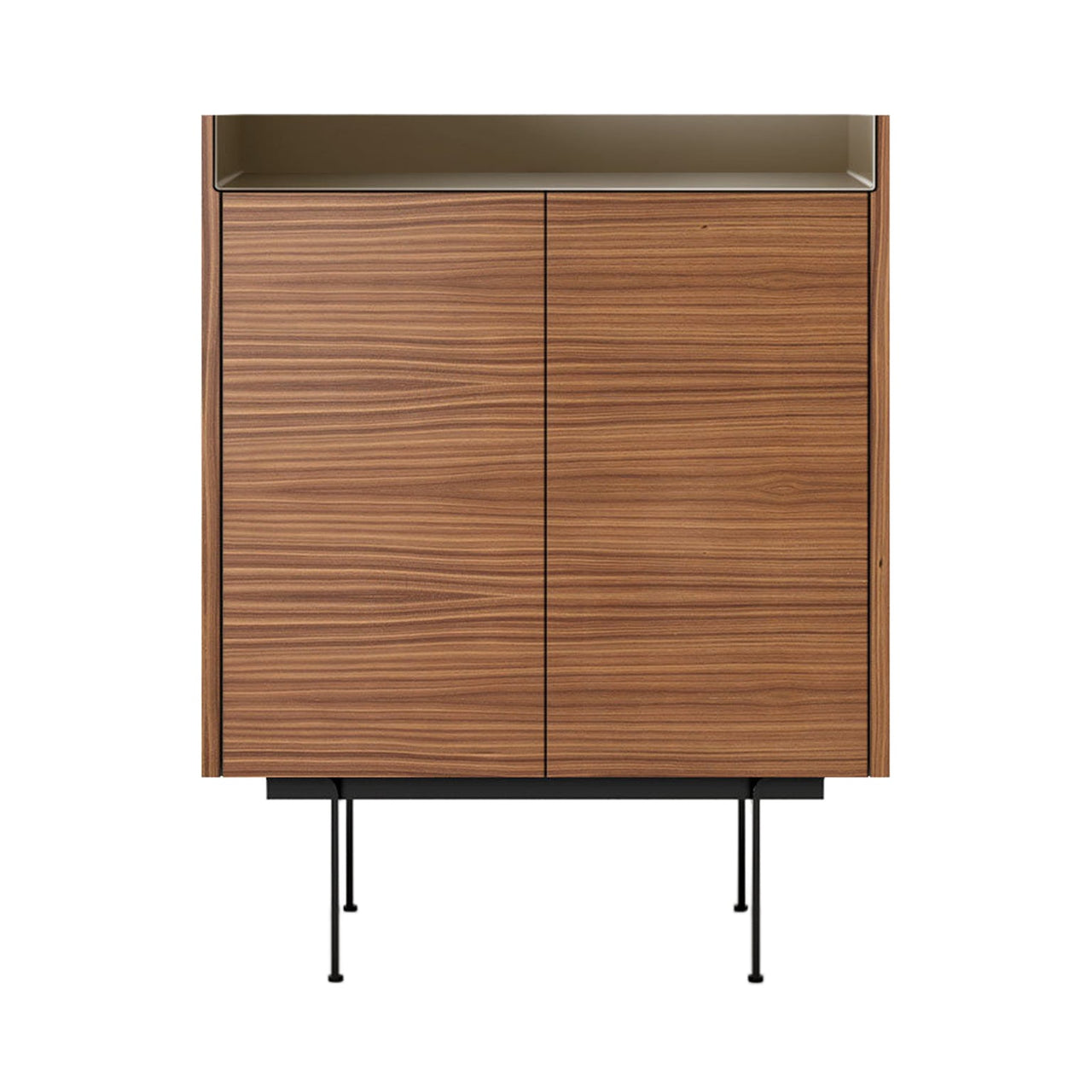 Stockholm STH011 Cupboard: Composition 3 + Super-Matt Walnut + Anodized Aluminum Bronze + Black