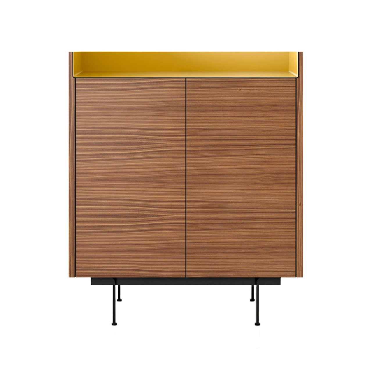 Stockholm STH011 Cupboard: Composition 2 + Super-Matt Walnut + Anodized Aluminum Gold + Black
