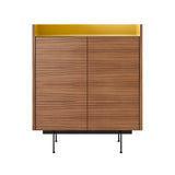 Stockholm STH011 Cupboard: Composition 2 + Super-Matt Walnut + Anodized Aluminum Gold + Black