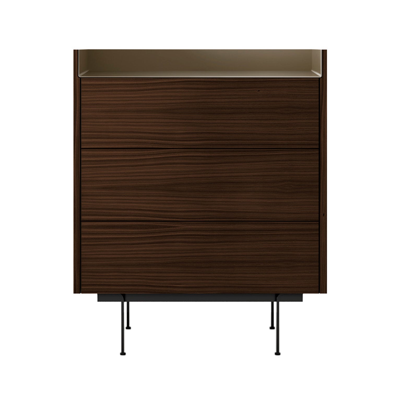 Stockholm STH012 Chest of Drawers: Composition 2 + Dark Stained Walnut + Anodised Aluminum Bronze + Black