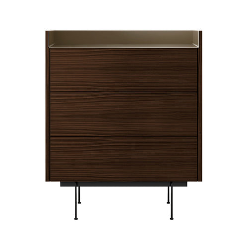 Stockholm STH012 Chest of Drawers: Composition 2 + Dark Stained Walnut + Anodised Aluminum Bronze + Black