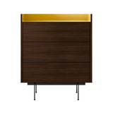 Stockholm STH012 Chest of Drawers: Composition 2 + Dark Stained Walnut + Anodised Aluminum Gold + Black