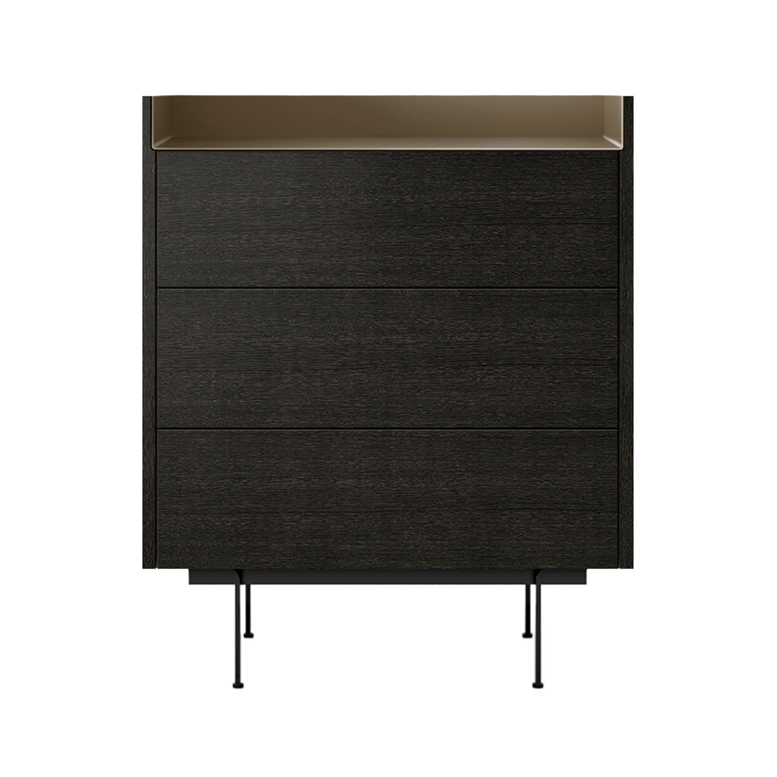 Stockholm STH012 Chest of Drawers: Composition 2 + Dark Grey Stained Oak  + Anodised Aluminum Bronze + Black 