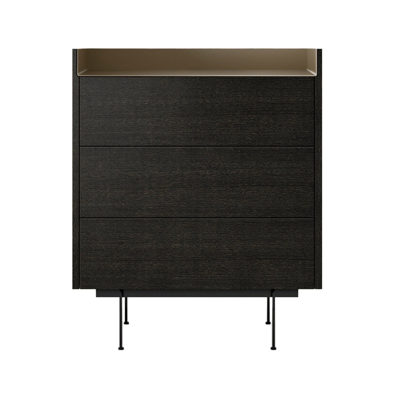 Stockholm STH012 Chest of Drawers: Composition 2 + Dark Grey Stained Oak  + Anodised Aluminum Bronze + Black 