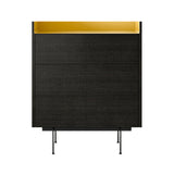 Stockholm STH012 Chest of Drawers: Composition 2 + Dark Grey Stained Oak  + Anodised Aluminum Gold + Black