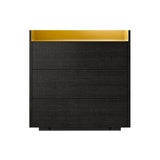 Stockholm STH012 Chest of Drawers: Composition 1 + Dark Grey Stained Oak  + Anodised Aluminum Gold + Black