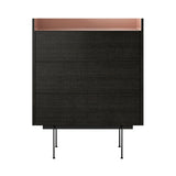 Stockholm STH012 Chest of Drawers: Composition 3 + Dark Grey Stained Oak  + Anodised Aluminum Pale Rose + Black 