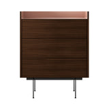Stockholm STH012 Chest of Drawers: Composition 3 + Dark Stained Walnut + Anodised Aluminum Pale Rose + Black