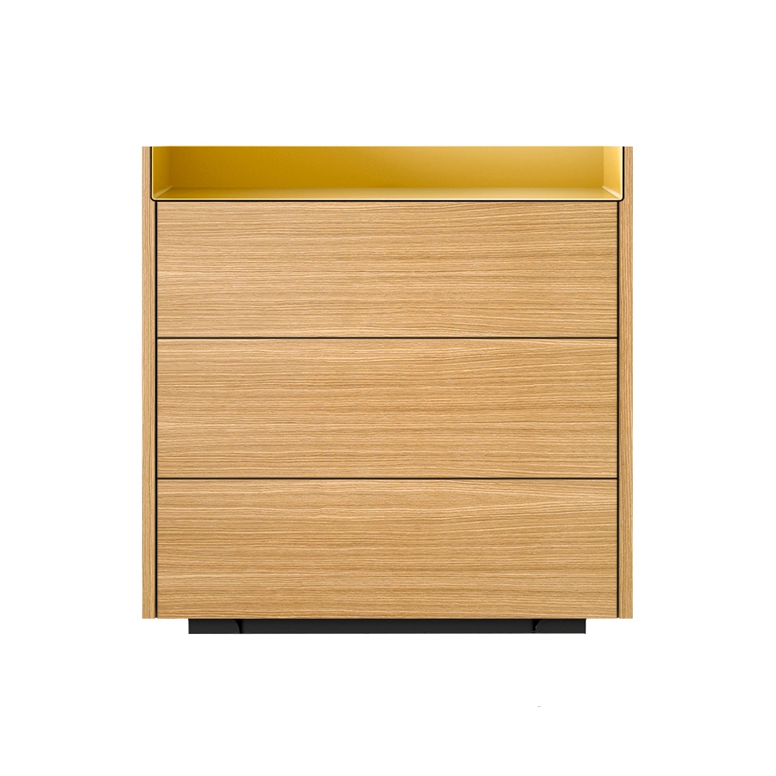 Stockholm STH012 Chest of Drawers: Composition 1 + Super-Matt Oak + Anodised Aluminum Gold + Black