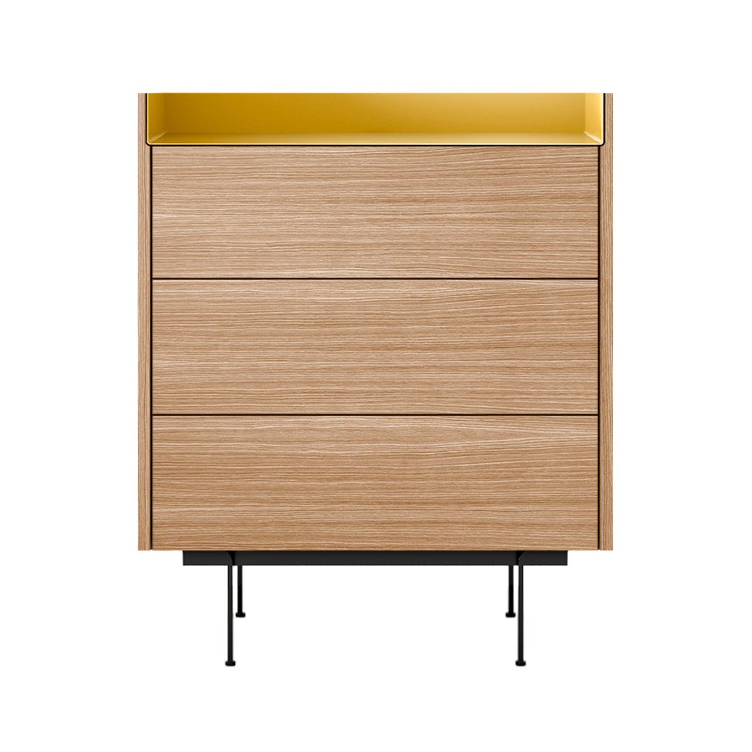 Stockholm STH012 Chest of Drawers: Composition 2 + Whitened Oak + Anodised Aluminum Gold + Black
