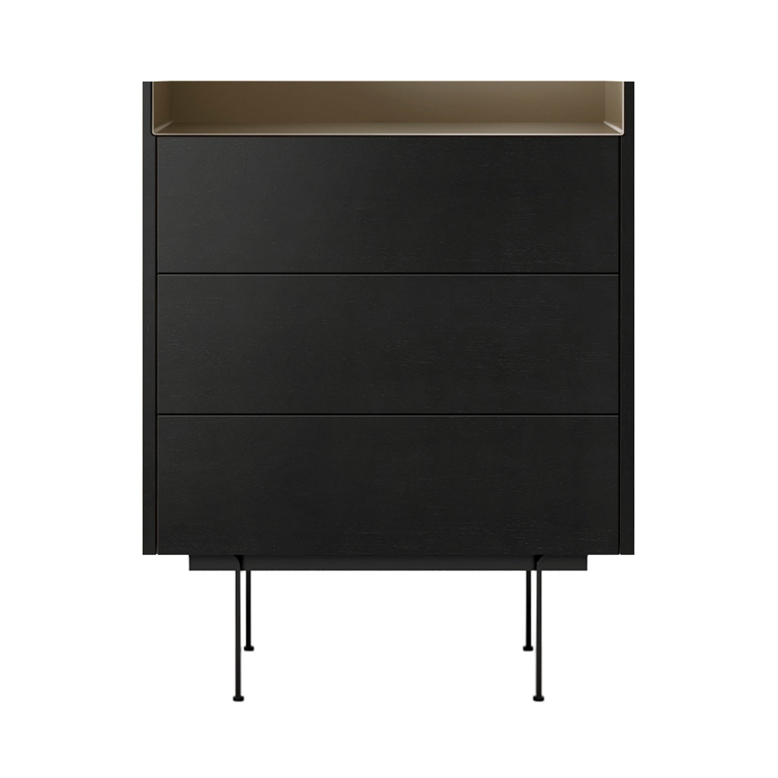 Stockholm STH012 Chest of Drawers: Composition 3 + Ebony Stained Oak + Anodised Aluminum Bronze + Black